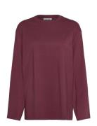 Over D Long Sleeve T-Shirt Tops T-shirts & Tops Long-sleeved Burgundy ...