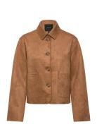Vmhazelfelia Ls Faux Suede Jacket Skinnjakke Skinnjakke Brown Vero Mod...