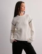 Pieces - Hvit - Pcgaia Ls O-Neck Knit D2D Jit Bc