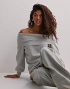 Only - Grå - Onljeanett Life L/S Off Shoulder Cc