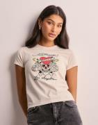 Ed Hardy - Hvit - Womens Love Kills Slowly Diamante Baby Tshirt Top