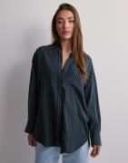 Selected Femme - Blå - Slfmaddie Ls Striped Tencel Shirt B