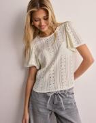 Only - Hvit - Onlriverside S/S Flaired Top Jrs