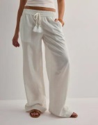 Nelly - Hvit - Pull On Tassel Linen Pants